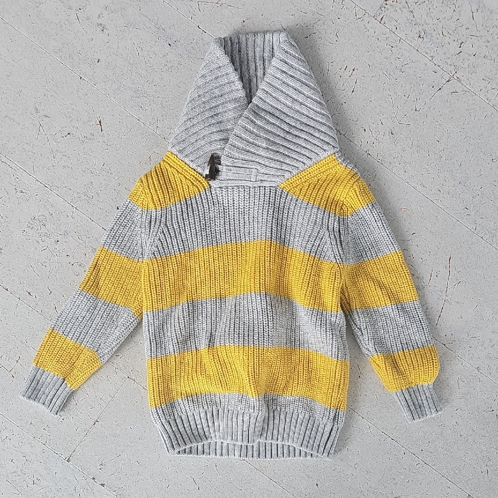 Seed Heritage Gray and Yellow Striped Kids Sweater